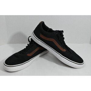 Vans Mens Black & Brown Canvas Sneakers Size 9.5